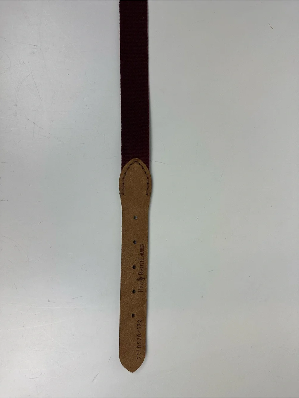 Polo by Ralph Lauren Burgundy Webbed Belt with Brown Leather Accents